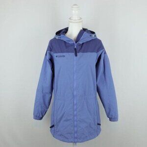 Columbia Women's Small Blue Hooded Full Zip Thigh Length Water Resistant Jacket